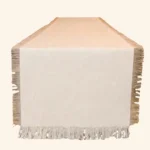 Jute Cotton Table Runner set Frayed edges